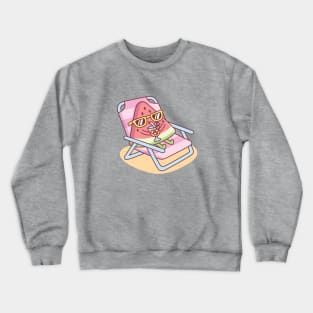 Cute Watermelon With Sunglasses Chilling On Beach Chair Crewneck Sweatshirt